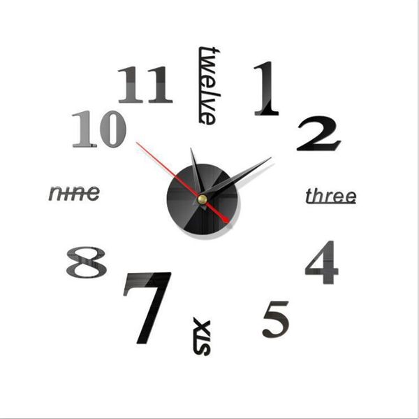 

originality diy wall clock acrylic mirror stickers 3d home furnishing home decorate number clocks 5 6jw f2