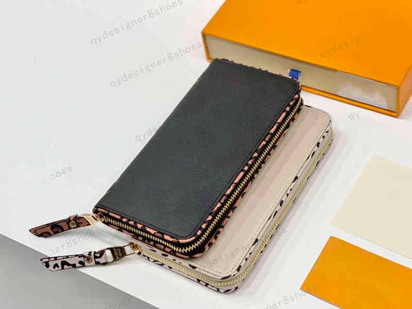 

2021 designer women's black and white leopard print wallets for women purse