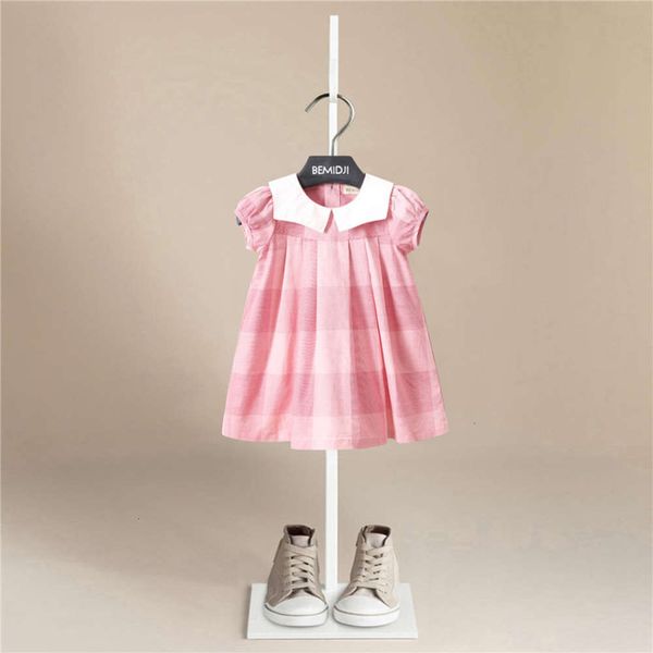 

summer new cotton skirt girl's princs breathable friendly children's drs sweet and lovely navy collar, Red;yellow