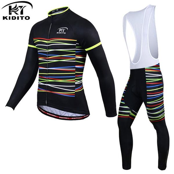 

racing sets kiditokt 2021 winter thermal cycling jersey set pro keep warm mtb bicycle clothing mountain bike wear clothes, Black;blue