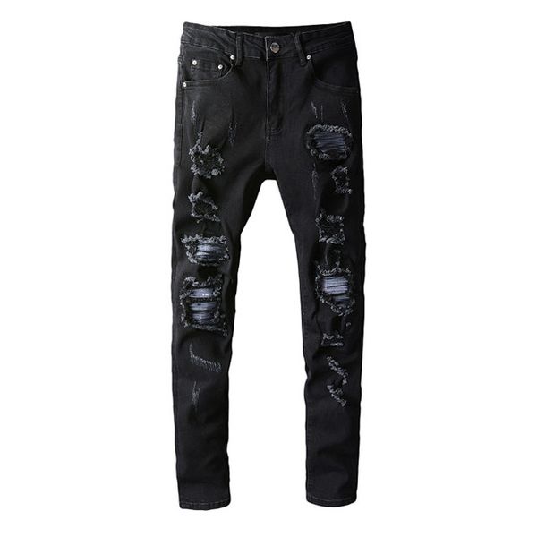 

mens jeans designer french solid luxury slim-leg jeans motorcycle biker denim men's fashion designer straight jeans sz 29-40, Blue