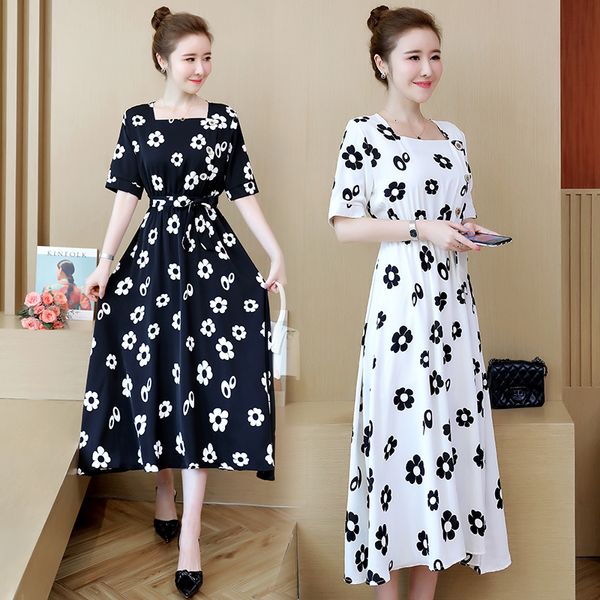 

women ladies will see vintage flower plus size l skinny long midi casual beach dressed in clothes puir, Black;gray