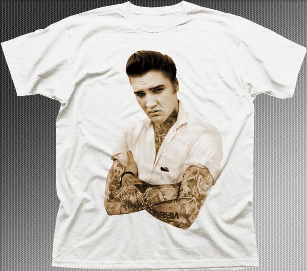 

sport tattoo elvis presley the king fashion unique classic cotton men round collar short sleeve t-shirt design tees