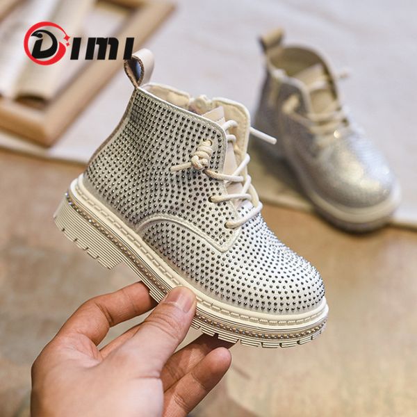 

dimi 2020 autumn/winter children boy girl martin shiny rhinestones microfiber leather non-slip kids boots shoes, Black;red