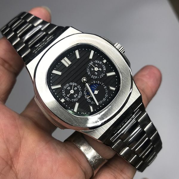 

pp automatic machinery 39mm luxury watch men sweeping movement watch all small dials work no battery wristwatches, Slivery;brown