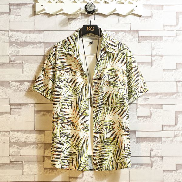 

2021 new men's of vintage printing harajuku will see blouse beach casual retro european shirt clothes oversize wjvg, White;black