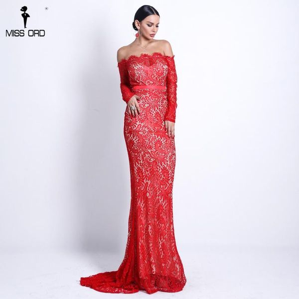 

missord 2018 women off shoulder lace dresses female backless maxi elegant party dress vestdios ft18306-21, White;black