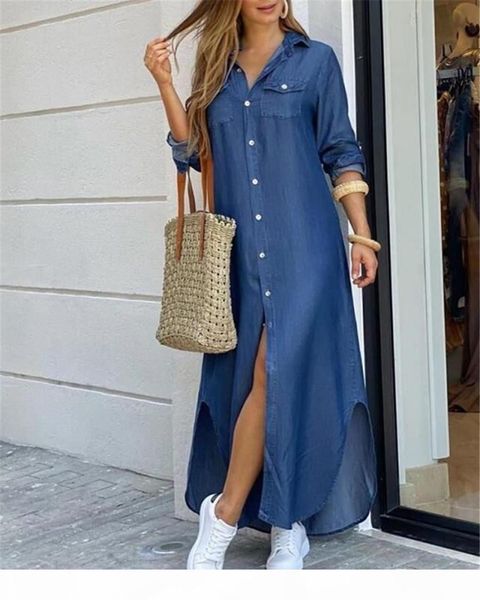 

women turn-down collar shirt long dress summer button chain print dress casual autumn long sleeve beach maxi dress vestido 4xl ht-3, Black;gray