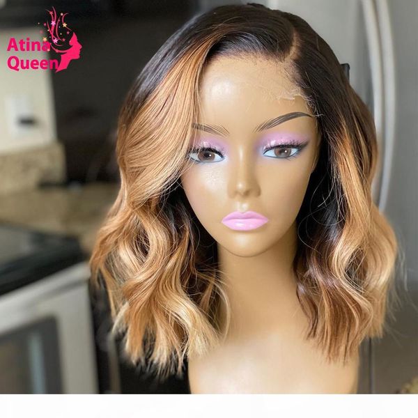 

парик 13x6 цветные короткие парики длина плеча блант cut боб парик женщины honey blonde ombre фронта шнурка человеческих волос remy prepluck, Black