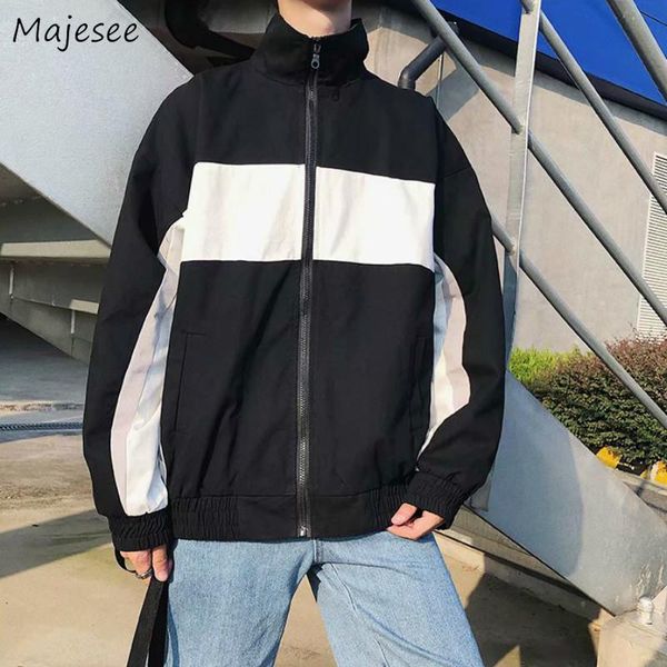 

men jacket turn-down collar big size zipper letter mens jackets and coats harajuku black coat streetwear korean hip hop novelty, Black;brown
