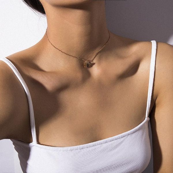 

симпатичные single бабочка ожерелье для женщин gold chain себе женский choker лучший сияющий ювелирных 2638, Silver