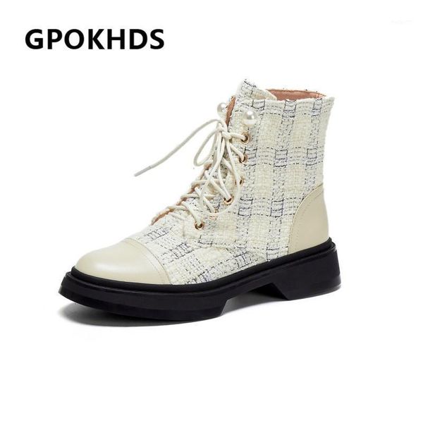 

boots gpokhds 2021 women ankle cow leather winter short plush round toe zipper med heels female riding size 401, Black