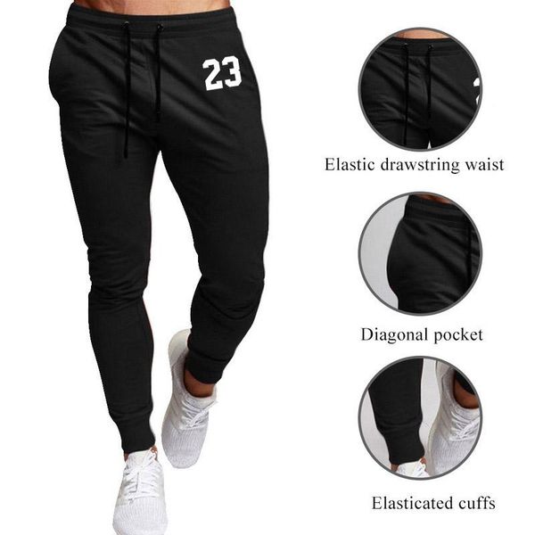 

sweatpants 2020 новая мода сыпучие мужчины эластичный пояс sportwear solid color joggers drawstring повседневные брюки фитнес тренировочные, Black