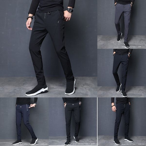 

rcogk 2019 autumn and winter men's sports pantstrousers korean pants casual men's casual style trendy stretch velvet iron-feet sli, Blue