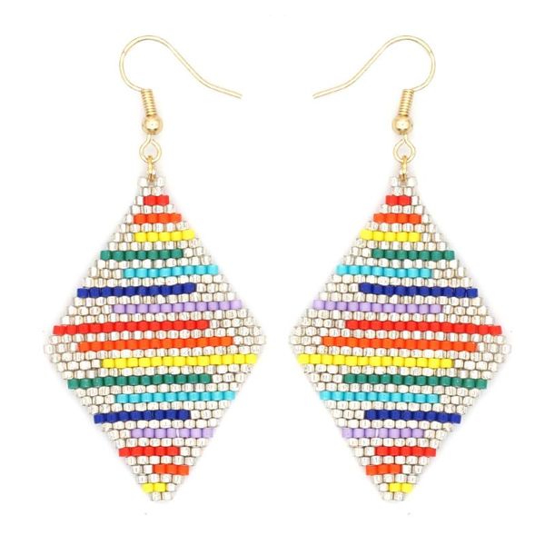 

go2boho large earring for women jewelry 2021 miyuki earrings bohemian coloful bead ear ring hanging handmade beaded jewellery, Silver