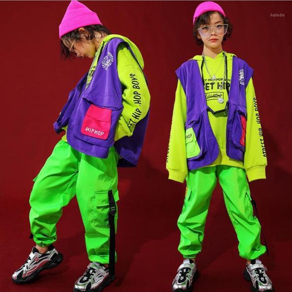 

kids ballroom hip hop clothing outfits hoodie pants for girls boys performance dance costume ballroom clothes street wear1, Black;red