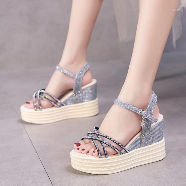 

2020 new summer ins fashion women platform sandals open toe buckle strappy sandals women summer shoes woman size 35-391, Black