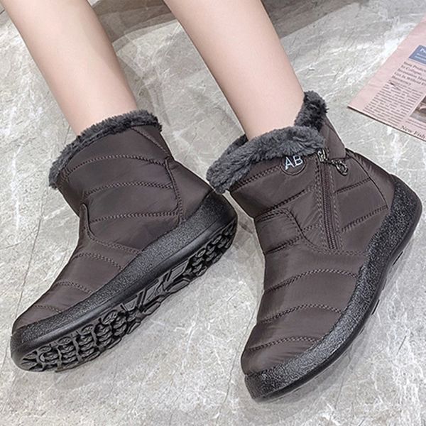

boots women winter ankle boots waterproof snow cotton fabric plush shoes sneakers red shoes woman warm buty damskie #st1f, Black