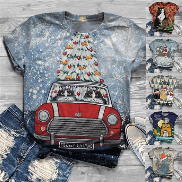 

woman tshirts harajuku womens short sleeve 3d christmas printed o neck plus size t shirt mujer camisetas, White