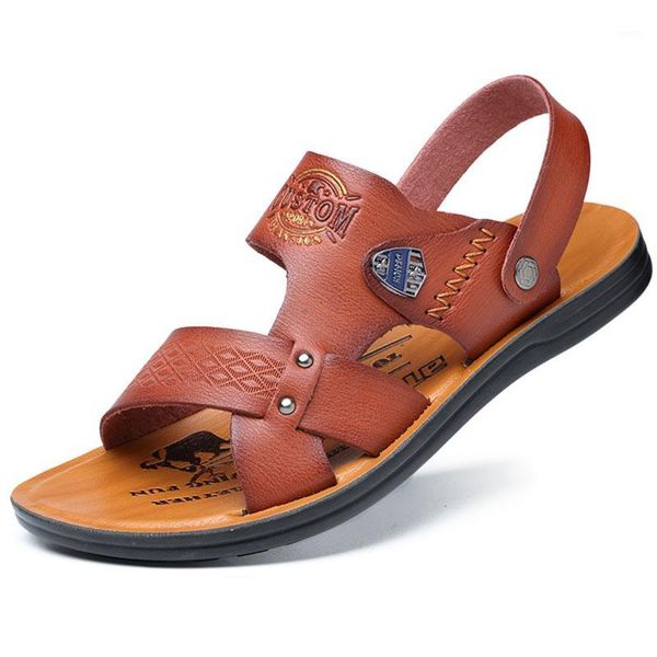 

2020 new men's shoes leather sandals for men summer beach men sandal breathable fashion man causal shoes comfortable non slip1, Black