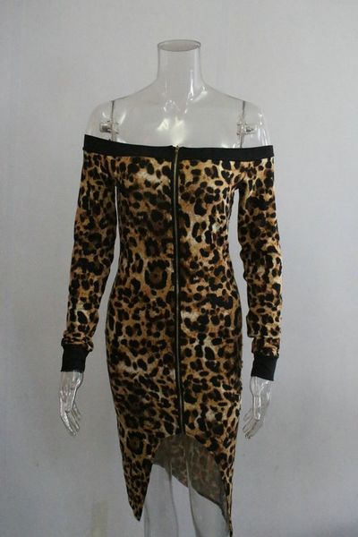 

new sexyshoulder split zipper leopard nightclub new sexyshoulder split zipper leopard dressdress nightclub dress bcopz, Black;gray