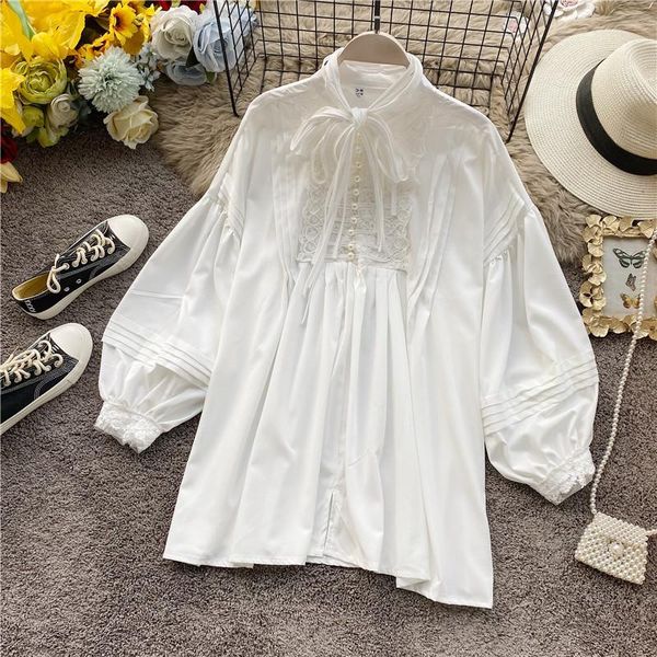 

spring and summer new women's clothing french royal style doll collar lace bow lace-up lantern sleeve pearl buckle dress, Black;gray