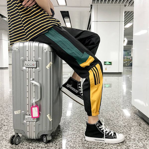 

2020 осень и зима стиль хип контраст улица спортивные брюки мужчины и женщины брюки свободные пара высокого качества современные модные брюк, Black