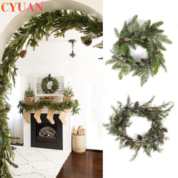

christmas decorations rattan artificial plant pines cones garland home fireplace door wall window decor navidad table decoration
