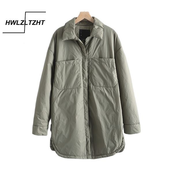 HWLZLTZHT Damen Daunenjacke Winter Dicke Warme Parkas Lose Mantel Vintage Langarm Weibliche Jacke Oberbekleidung Chic Tops 201019