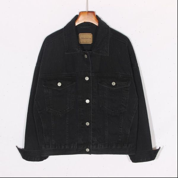 

women casual black solid color denim jackets coat women autumn casual turn down collar pockets jeans jacket, Black;brown