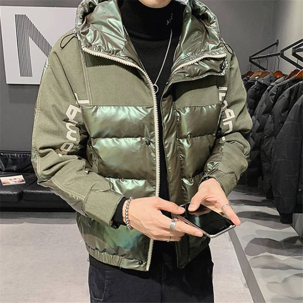 

fashion personality youth gradien down jacket men's autumn and winter 2020 color changing hooded color matching jacket trend size m-5xl, Black