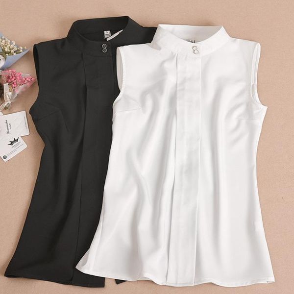 

high grade bead shirt fake collar shirt female bead turn down detachable collar slender chiffon womens sleeveless shirt collar, White