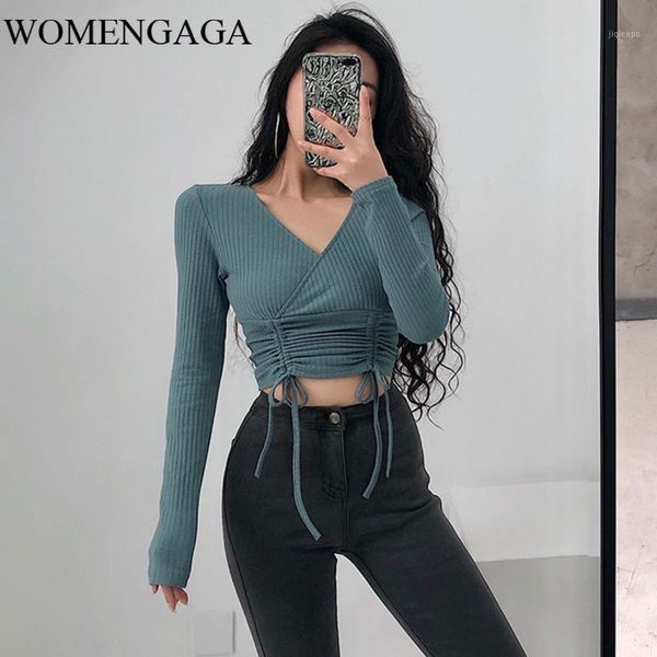 

women's blouses & shirts 2021 summer knitting elasticity v-neck long sleeve shirt drawstring blouse girl female womens v0qe1, White
