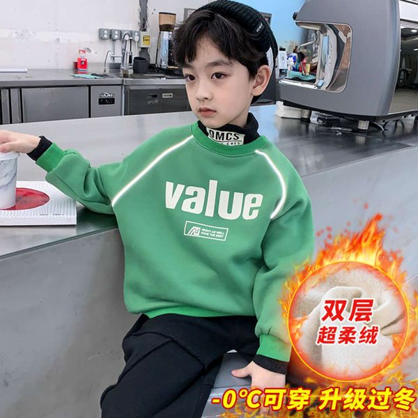 

autumn boys' plush sweater 2020 new korean and winter fashion brand thickened base shirt children's wear, Black