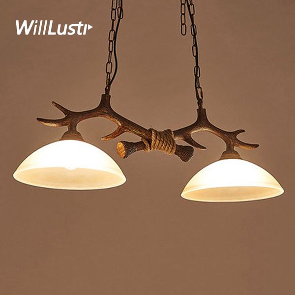 

retro resin antler pendant lamp creative deer horn suspension light l bar cafe restauerant store loft glass hanging lighting