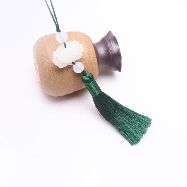 

2pcs white jade lotus tassel fringe diy garments materials key bag phone bookmark tassel pendant hand make embellissements craft h jllsek