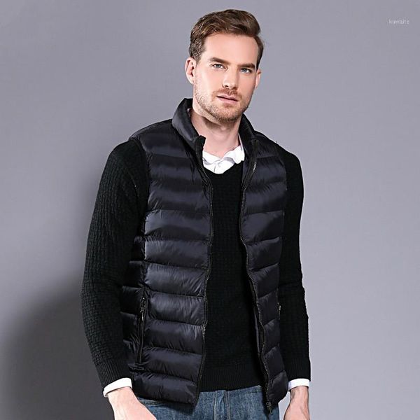 

autumn winter vest men parka sleeveless jacket down cotton waist coat chalecos para hombre parkas hombre 2020 kj26871, Black