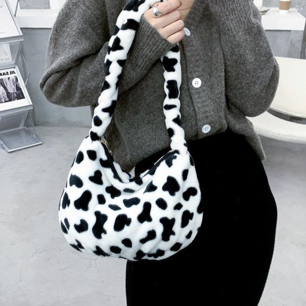 

cross body fashion autumn winter fluffy plush shoulder bags cow grain handbags messenger bag crossbody for ladies