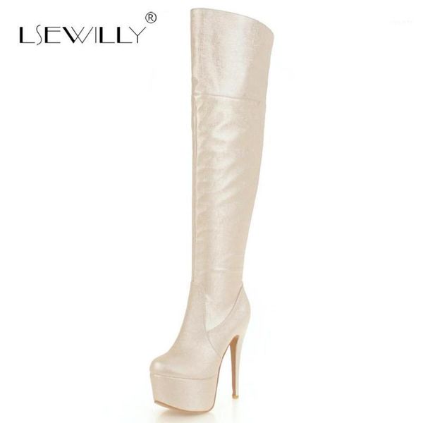 

lsewilly zipper thigh high boots round toe platform boots super high heel shoes woman autumn winter over the knee boot s9671, Black