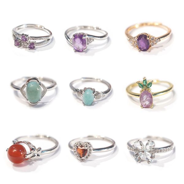 

natural crystal wholesale, gemstone rings, bulk silver rings, women's healing jewelry faceted amethyst oval larimar carnelian heart gar, Golden;silver