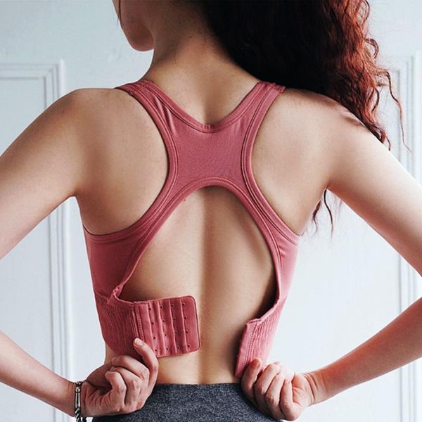 

women 2020 sports bra psolid ush up bras yoga crop fitness shockproof shirt athletic running underwear quick dry vest s-xl1, White;red