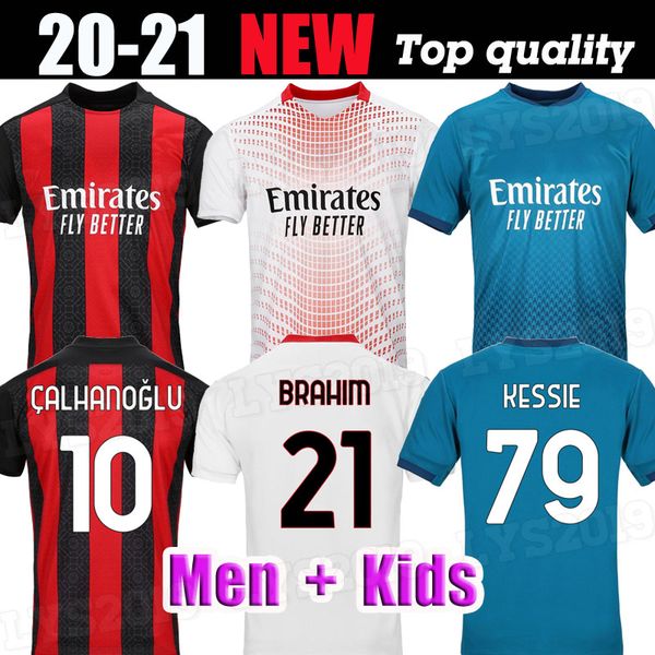 

ac 20 21 soccer jersey milan ibrahimovic paqueta bennacer romagnoli calhanoglu 2020 2021 football shirt theo rebic maillot men + kids kit, Black;yellow