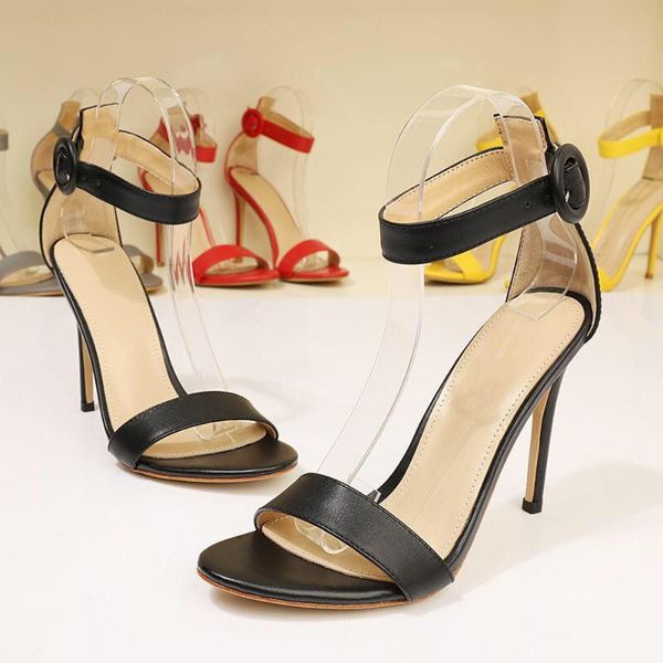 

dress shoes summer leopard pvc sandals women one strap narrow buckle fashion high heels thin heel party pumps 34-41, Black
