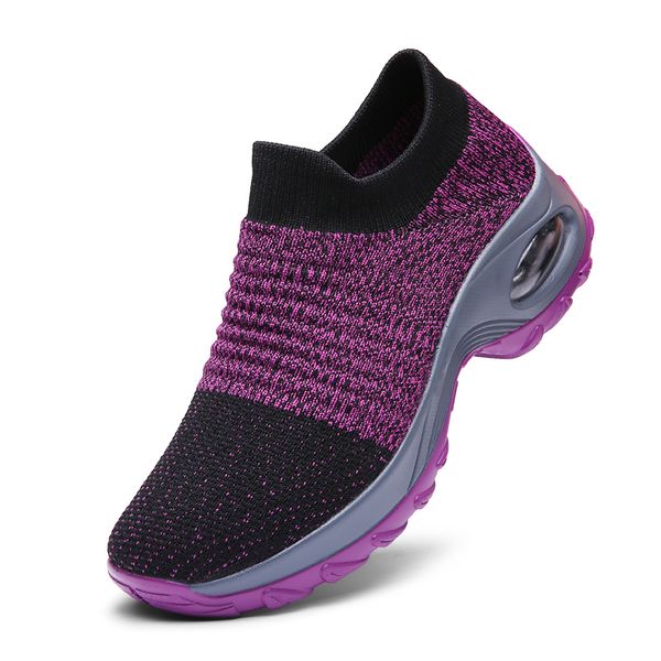 

spring 2020 women's shoes women's flying woven air cushion shoes lightweight breathable non-slip wear-resistant women's shoes, Black;white