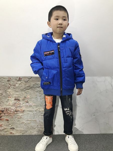

off season boys' jacket, middle big 80 warm leisure coat, children's autumn and winter duck down clothing, Blue;gray