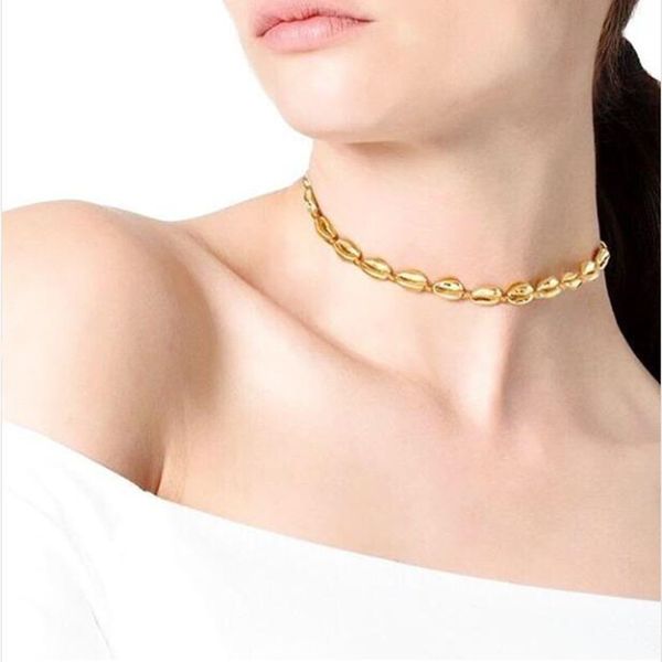 

summer new women fashion choker necklace chain gold color high polished sea shell charm bead necklaces jewelry, Silver