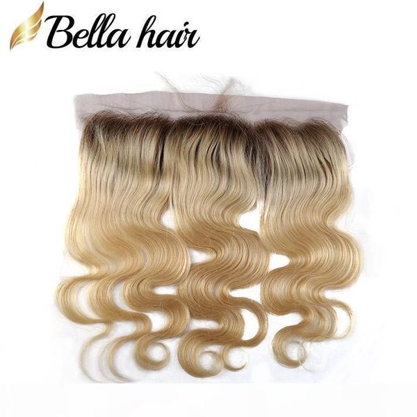 

brazilian virgin human hair frontal blonde lace closure frontal 13x4" 1b #613 color ear to ear closures in bulk body wave bella hair, Black;brown
