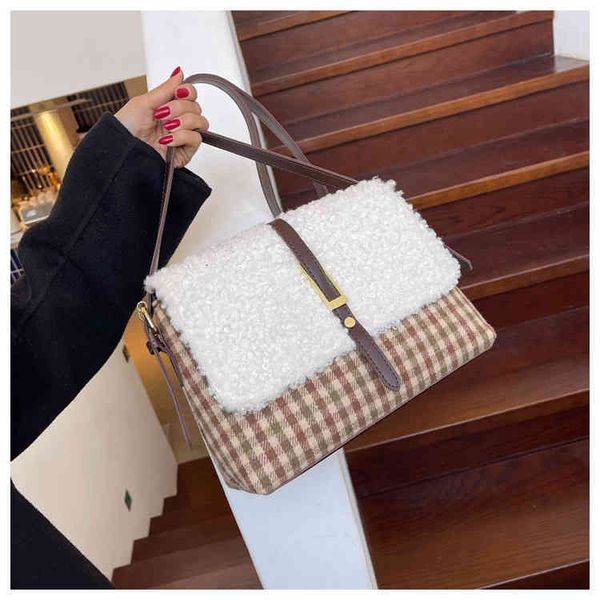 

handbags bags meimu autumn winter plush women's 2021 fashion small square with ins single shoulder messenger bag, Black;red