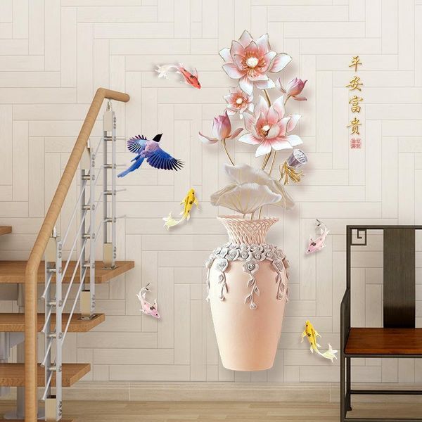 

exquisite chinese vase wall sticker flower for teenager room decor aesthetic wall decoration 3d wallpaper art stickers on paper