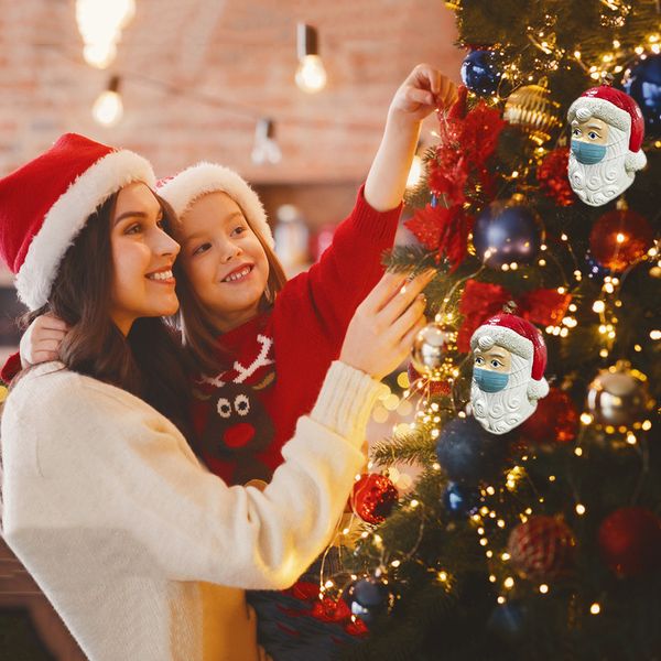 

personalized santa claus with ornament 2020 mask christmas tree hanging pendants new year decor wholesale